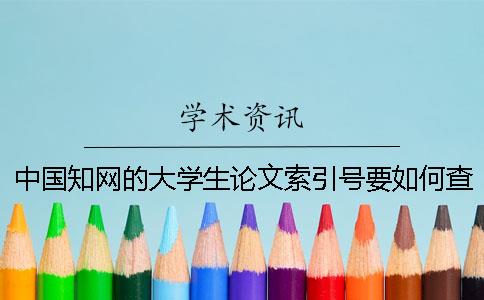 中国知网的大学生论文索引号要如何查找