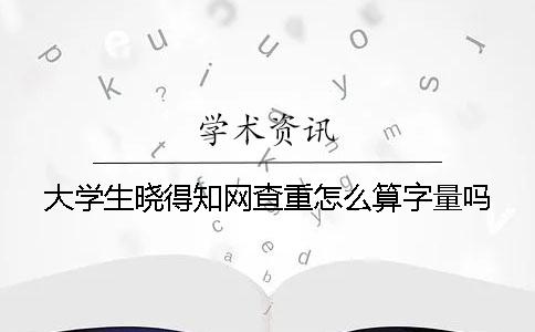 大学生晓得知网查重怎么算字量吗？