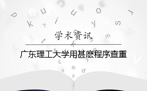 广东理工大学用甚麽程序查重