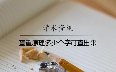 查重原理多少个字可查出来